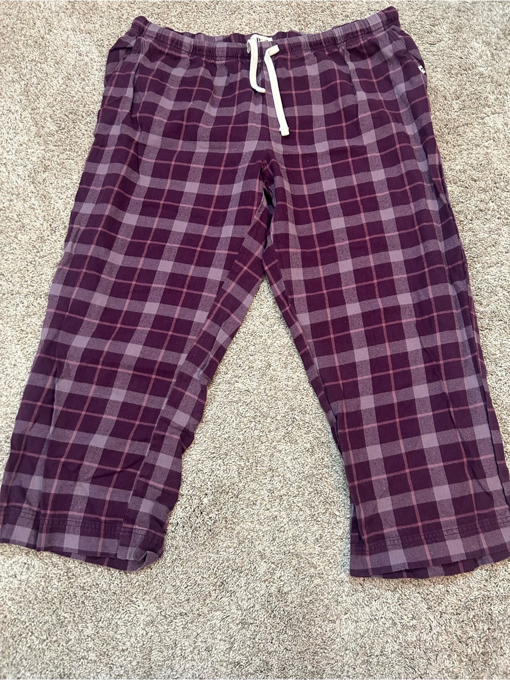 Pact Organic Cotton Flannel Pajama Pants Purple Plaid Loungewear Size XL